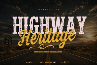 Highway Heritage Font: Vintage Road Trip Typography Design